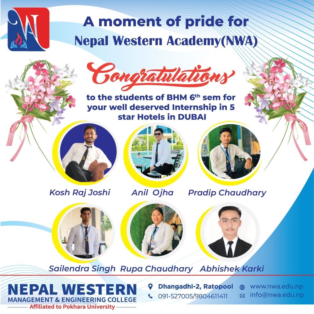 नेपाल वेस्टर्न एकेडेमीका विद्यार्थीहरु पेड इन्टर्नसिपका लागी विदेश जाने